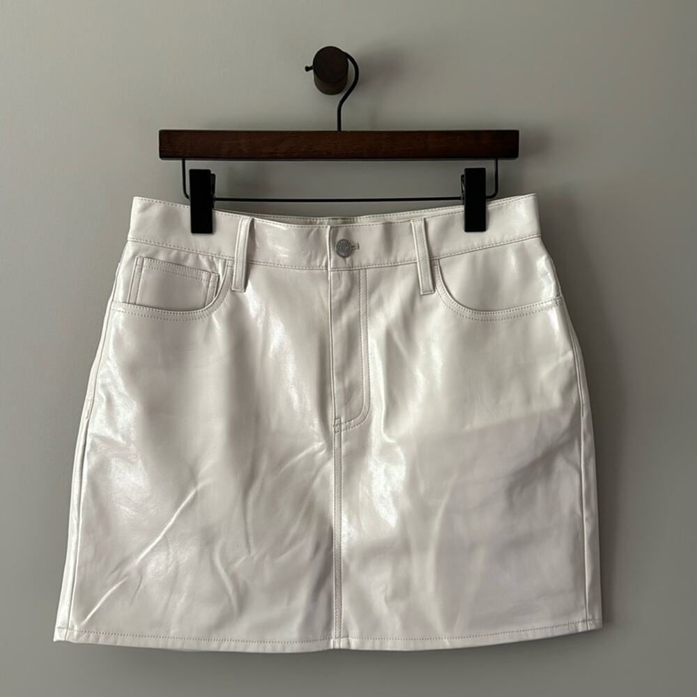 MADEWELL FAUX LEATHER CREAM MINI SKIRT WOMEN’S SIZE 29 NWT